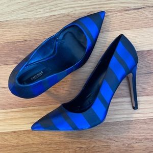 Zara black and blue heels